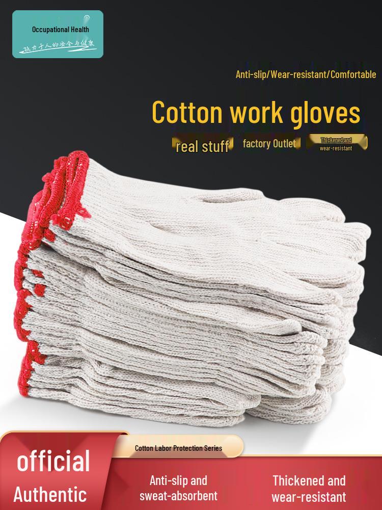 Pracovní bavlněné bezpečnostní rukavice odolné proti opotřebení pro stavební dělníky