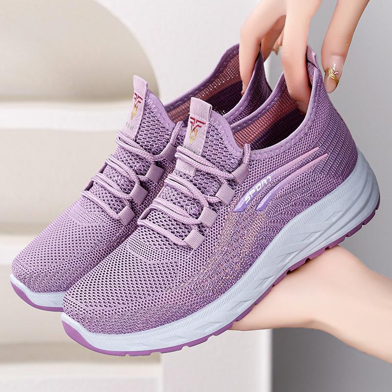 Shoes women's casual shoes foreign trade women's shoes versatile soft sole women's single shoes middle-aged and elderly mother shoes flying woven br