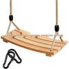 Arc-Shaped Adjustable Outdoor Wooden Swing Set for Family Courtyard