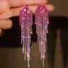 2PC Women's Fashion Claw Chain Series with rhinestone fringe earrings, suitable for travel, parties, and holiday gifts