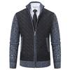 Autumn and Winter Men's Stand-up Collar Thick Thermal Fleece Cardigan Sweater Jacket Splicing Casual Jacket
