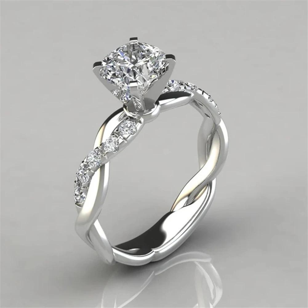 Classic Matching Wedding Rings Female Women's Engagement Rings with Zircon Crystal Stone Jewelry Accessories Wedding Day Gift