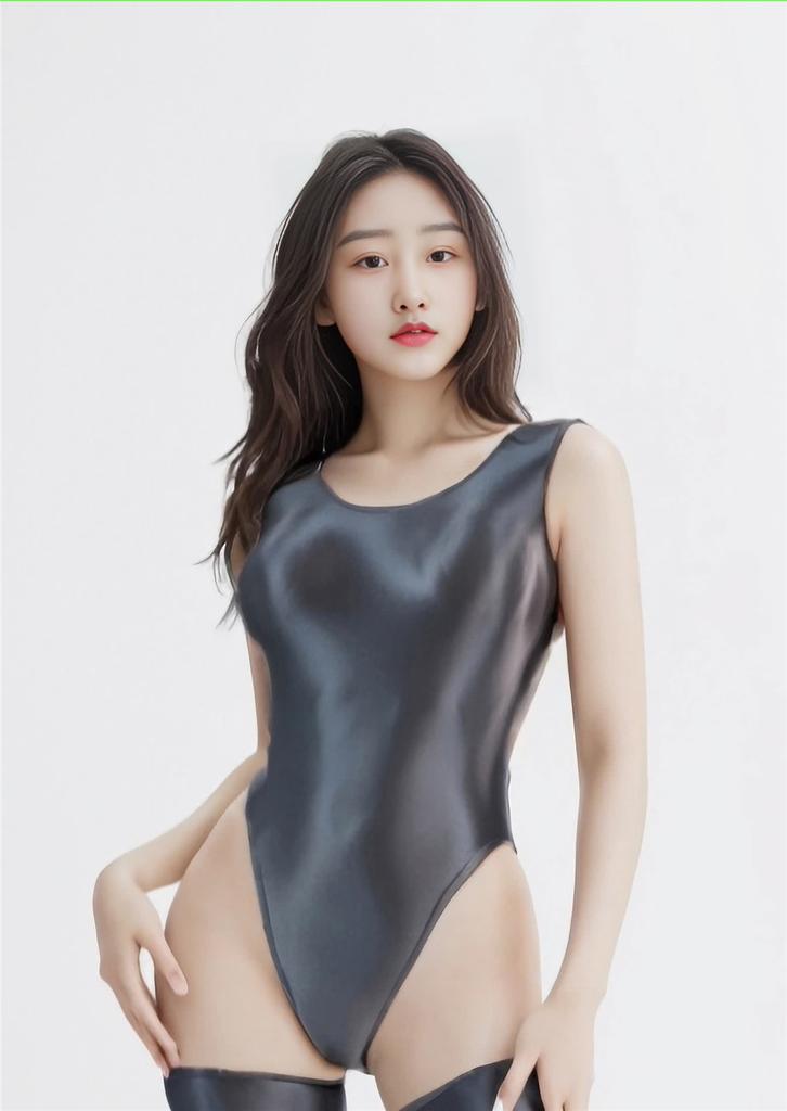 Sexy Women Candy Color Stain Smooth High Cut Bodysuit Oil Glossy Shiny Elastic Tights Shapping Leotard Backlesss One Pieces