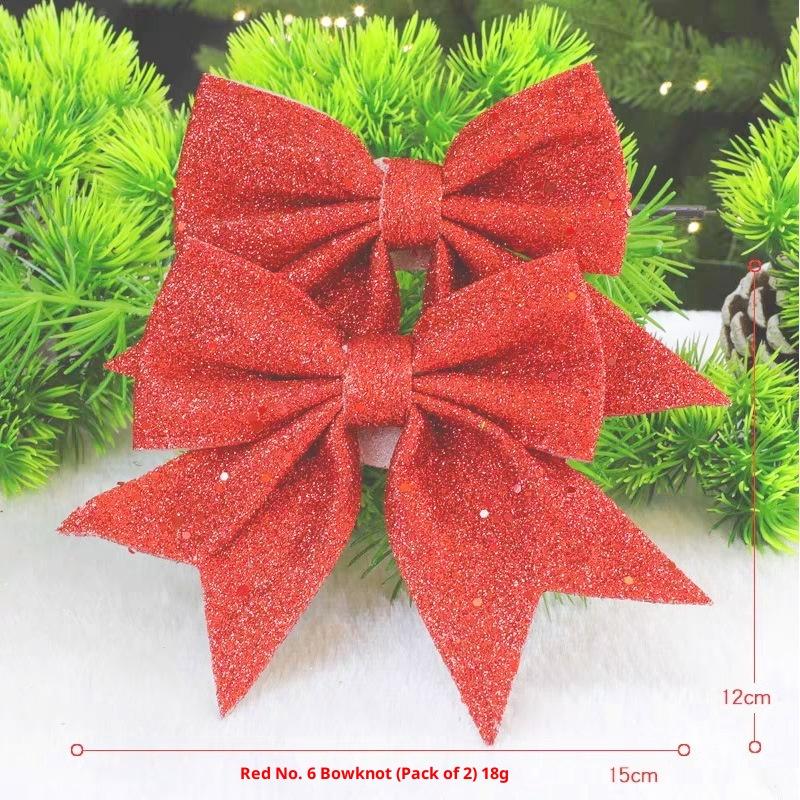 1/2PCS Large Red Gold Sparkling Bow Glitter Christmas Ribbon Bowknot Xmas Tree Hanging Ornaments New Year Home Decoration