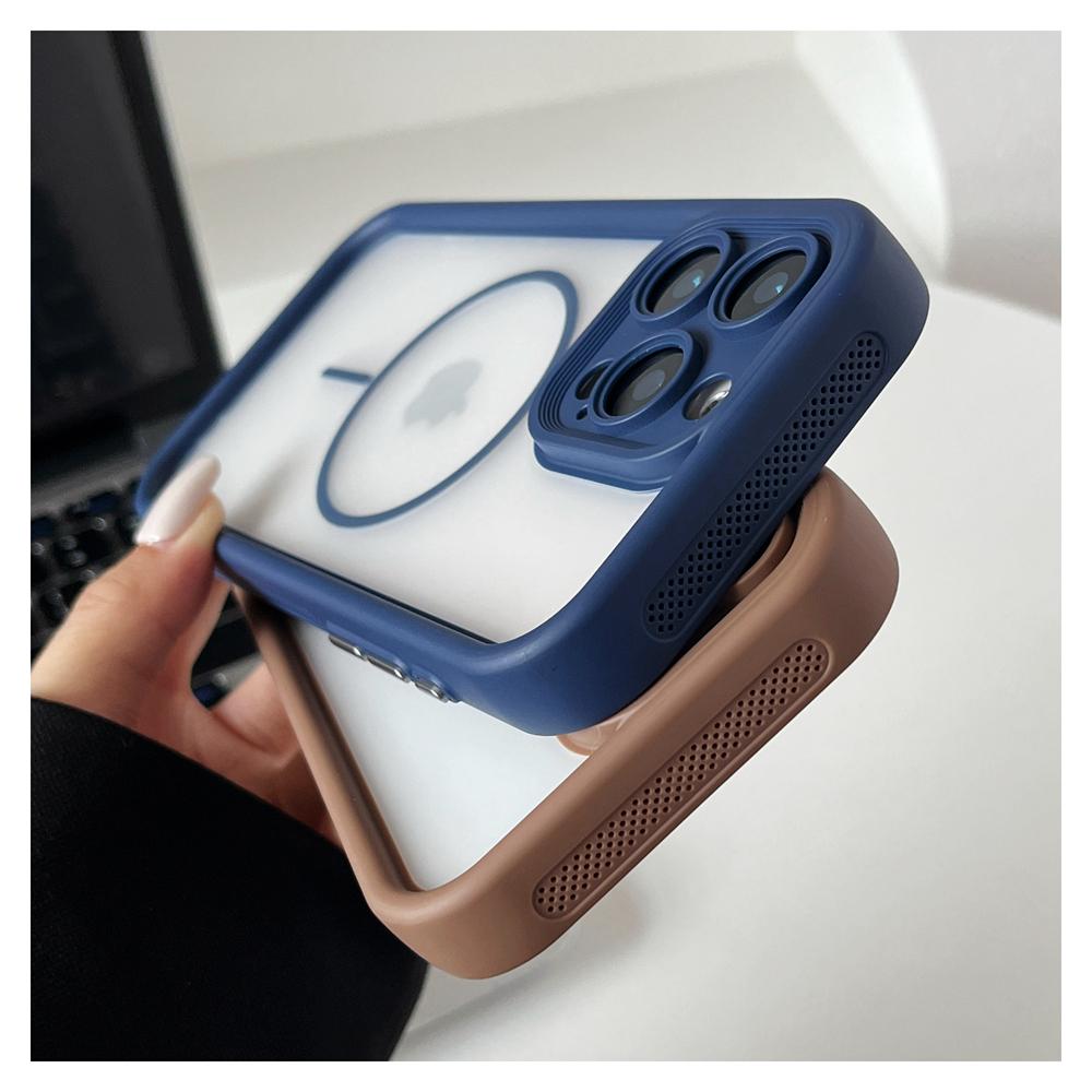 KEYSION Przezroczyste Matowe Magnetyczne Etui MagSafe do iPhone 15 16 Pro Max 16 Plus Silikon+PC Pogrubiona Ramka Odporne na Wstrząsy Pokrowiec na Telefon