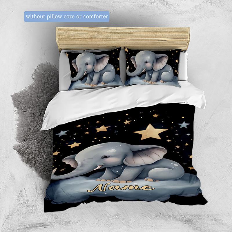 Elephant Customize Your Name Duvet Cover Softbedding Set For Bedroom Guest Room And Dorm Decoration Threepiece Set Includes 1 Duvet Cover 2