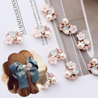 10PCS Flower Buttons Rhinestone Buttons Flatback Plating Pearl Hairpin Decoration DIY Craft Apparel Sewing Accessories