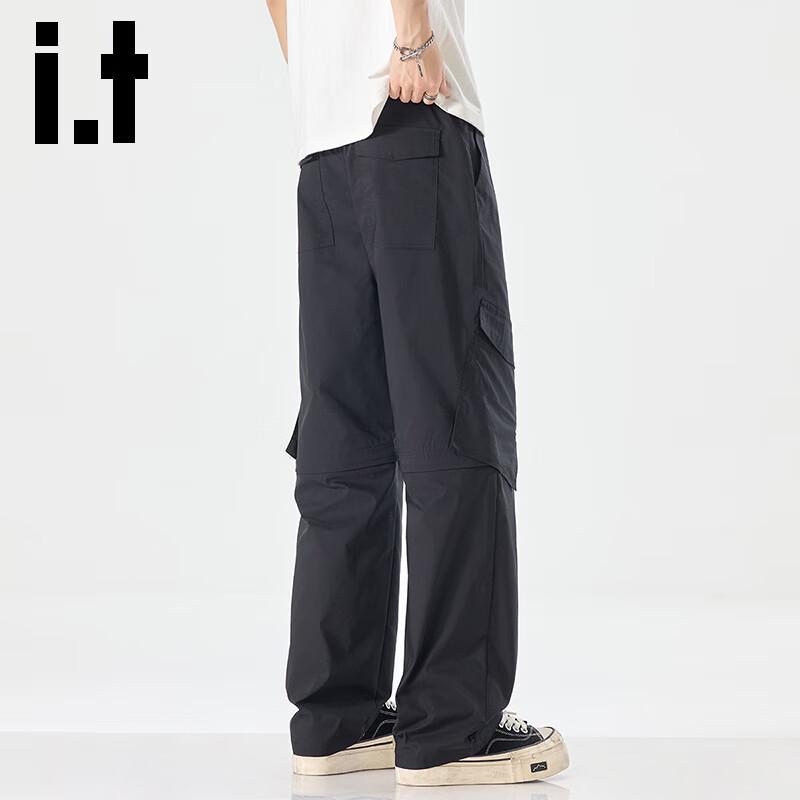izzue it Men's Spliced Detachable Straight-Leg Casual Pants