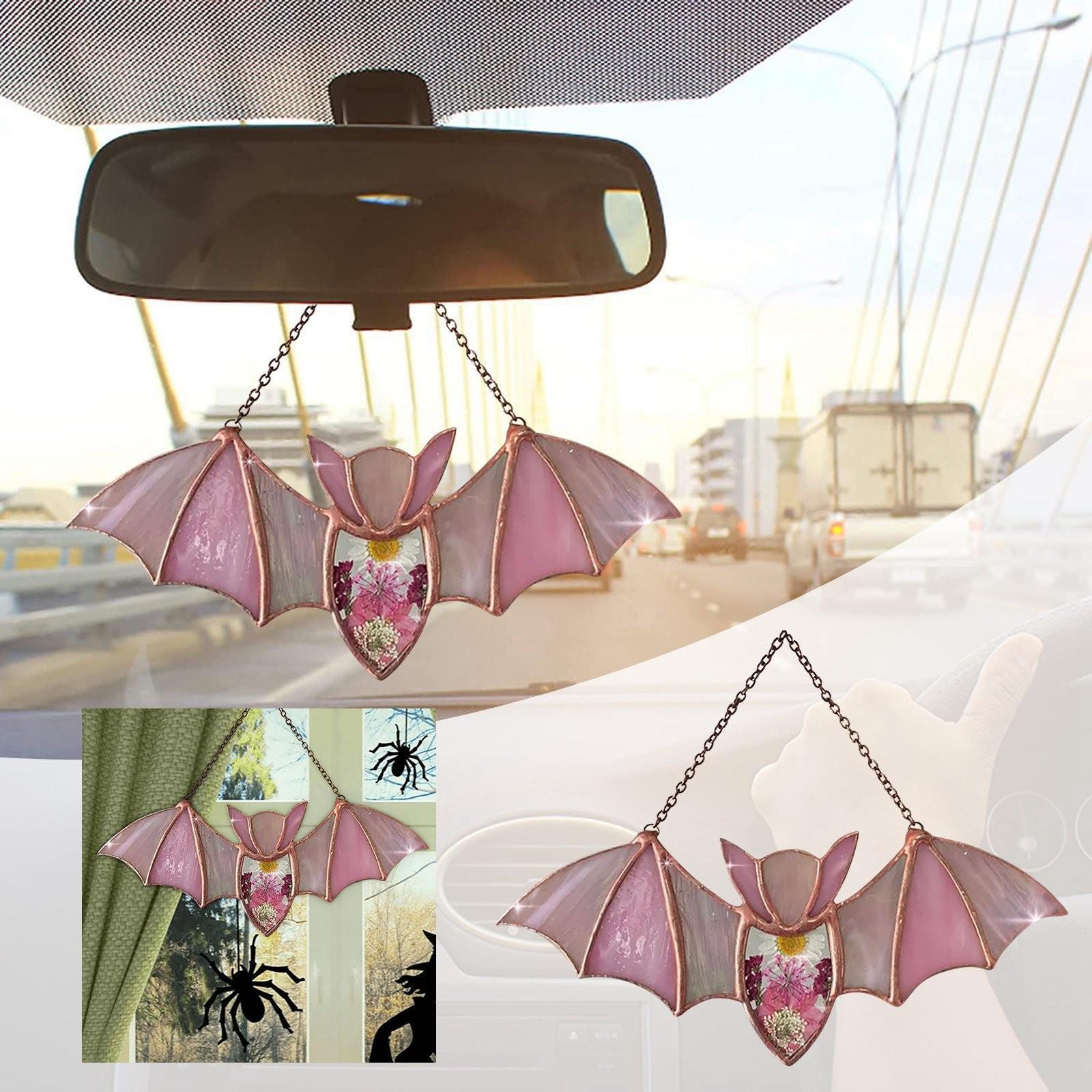 

Halloween Bat Stained Glass Suncatcher Window Hanging Ornaments Acrylic Wall Art Decoration Gothic Halloween Party Decor Gift 20x9x1cm розовый