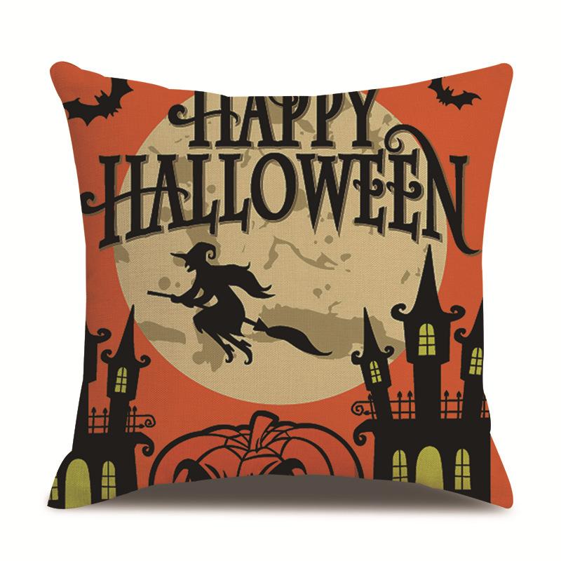 Halloween Linen Pillow Cover Printed Pillow Cover