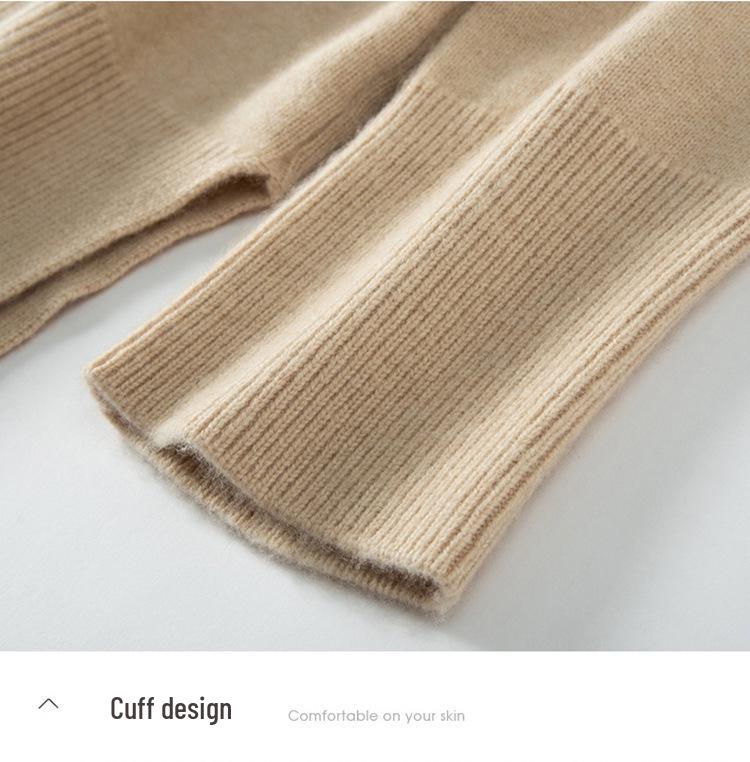 Women's Mid-Length 100% Pure Wool Sweater - Loose Fit, Slit Design, Lazy Style for Autumn and Winter.