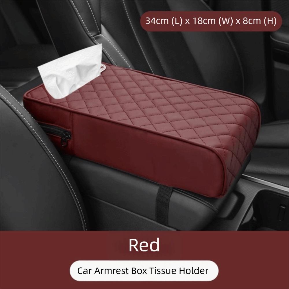 Universal Armrest Box Mat Solid Color Car Decor Car Armrest Box Cover PU Leather Armrest Box Protection Cover