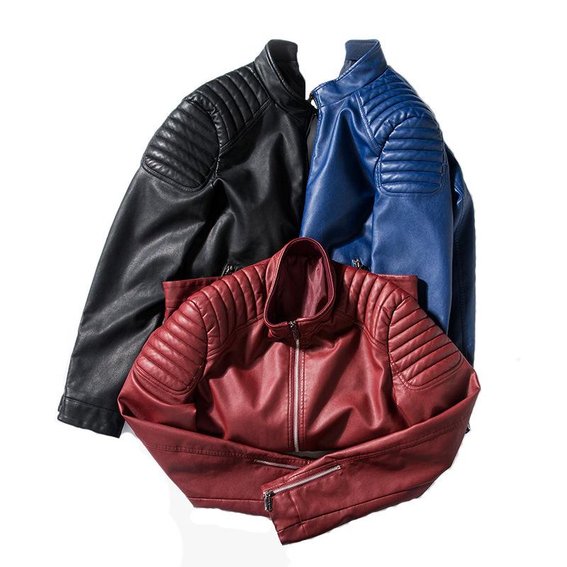 Men's Slim Fit PU Leather Motorcycle Jacket - Korean Style Outerwear