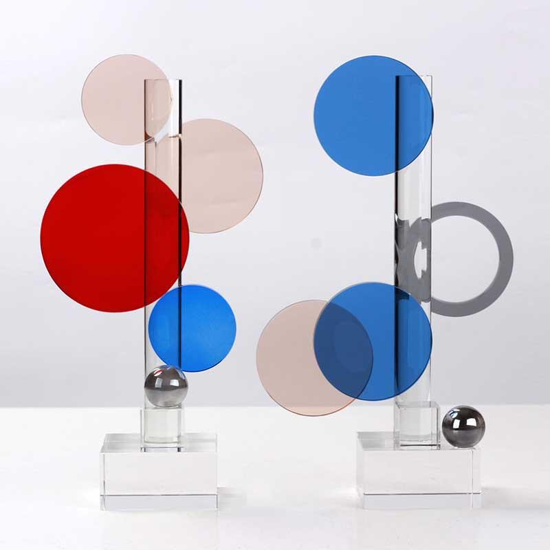 Light Luxury Colorful Circle Crystal Ornaments Designer Creative Furnishings Model Room Living Room Study Home Soft Decorations