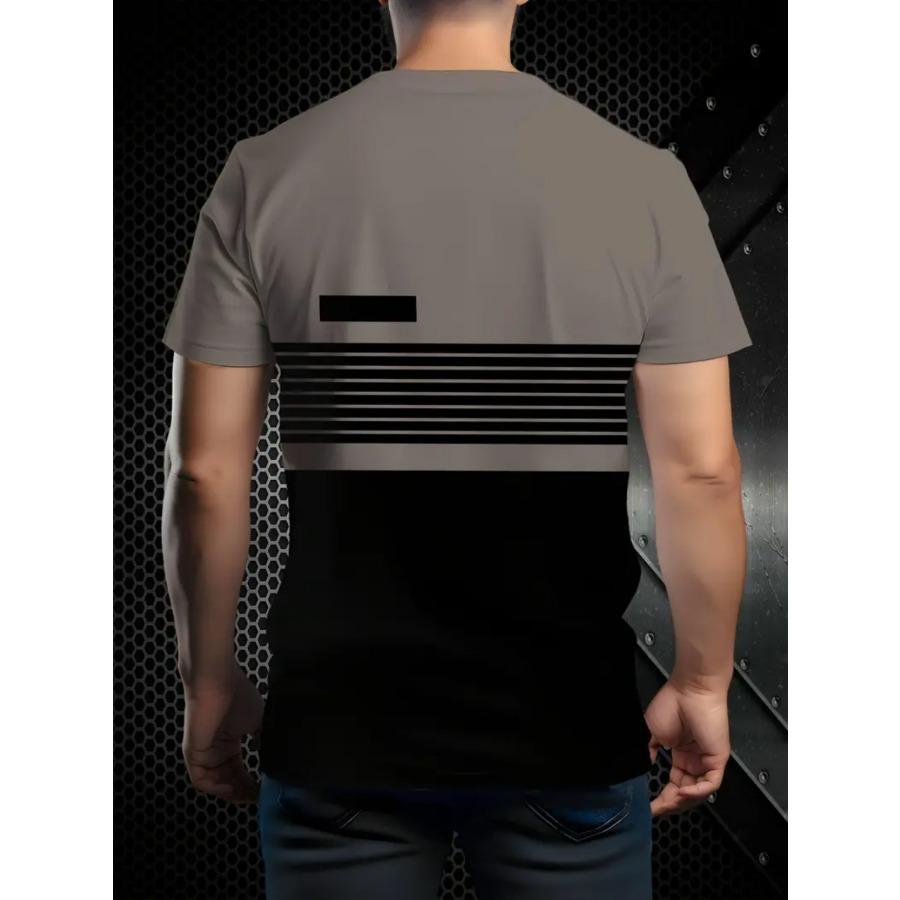 Men Striped T Shirt Tee Shirt Short Sleeve O-Neck TShirt Vintage Casual Large Size T-Shirts Men’s