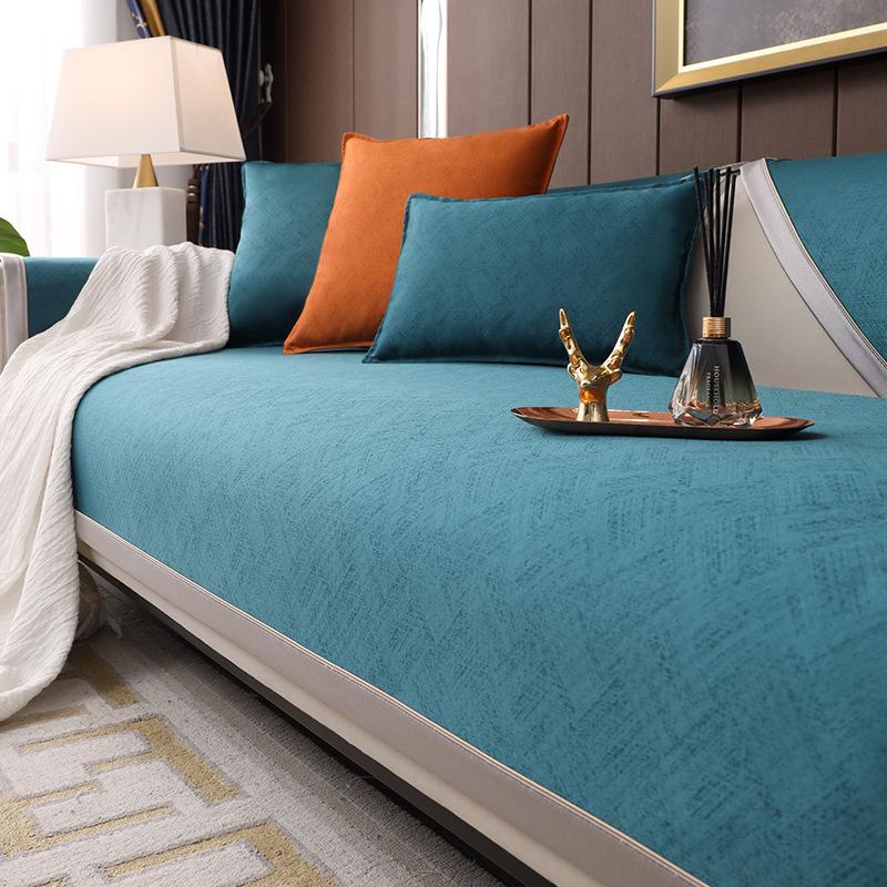 Modern Sofa Cover Gray Wide Edge Solid Color Anti-slip Combination Sofa Cushion Cover Living Room Furniture Dust Protection