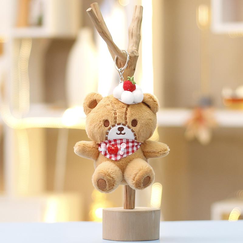 Cute Bear Plush Keychain With Soft Short Pile For Bags And Kids Decor