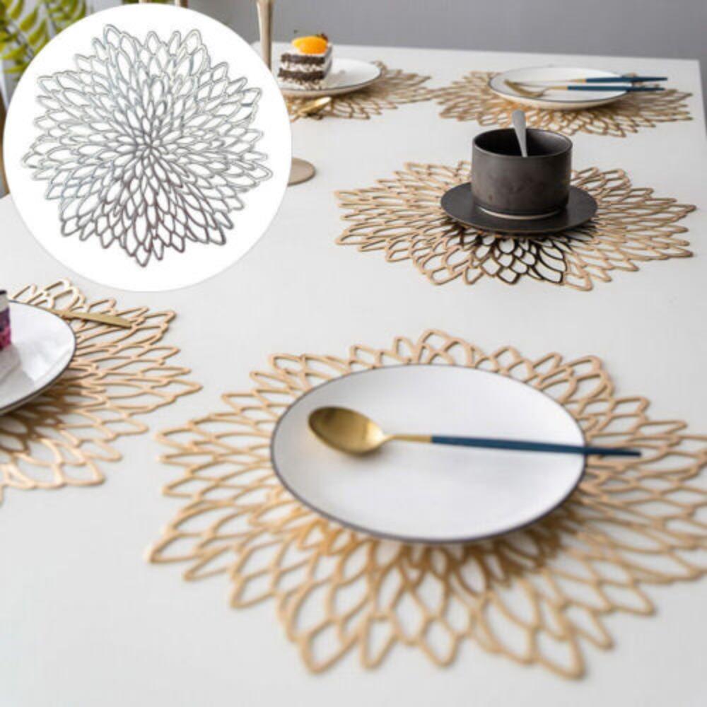 Home Decor Bowl Mats Flower Design Pads Washable Hollow Pad Placemat