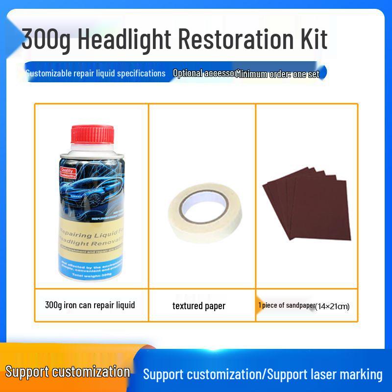 Набор инструментов для ремонта и покрытия фар автомобиля с восстанавливающей жидкостью