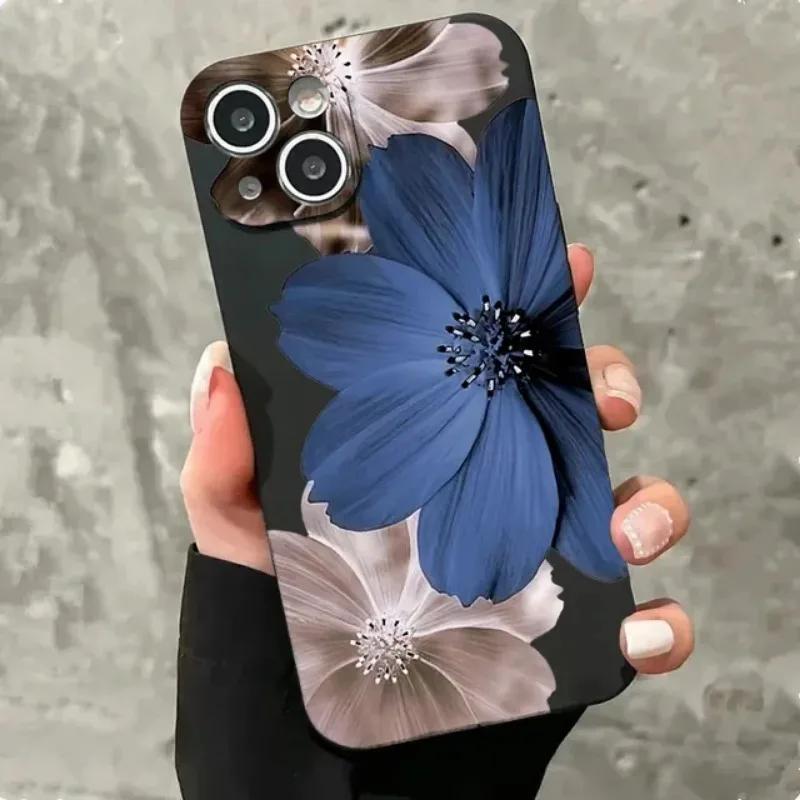Luxury Pink Flower Phone Case For iPhone 16 15 14 13 12 11 Pro Max Mini X XS XR SE 7 Plus Shockproof Silicone Soft Cover Fundas