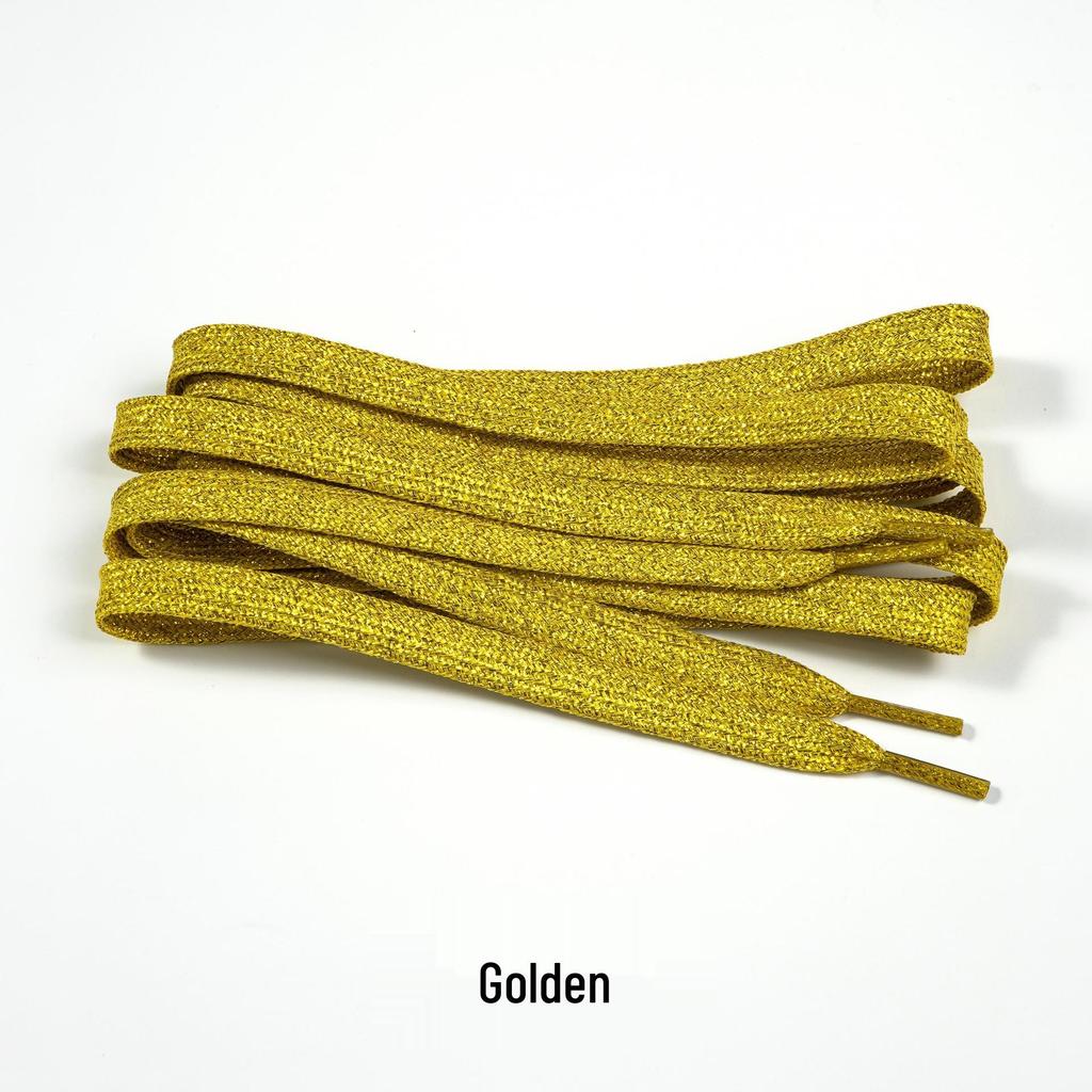 Pearlescent Gold & Silver Thread Shoelaces: Vibrant Double-Layer Flat Cords for Board, Sports, and Dance Shoes