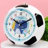Children's Cute Cartoon Football Dual Music Alarm Clock Silent Sweep Second Snooze Night Light Teaching Clock Desk Clock