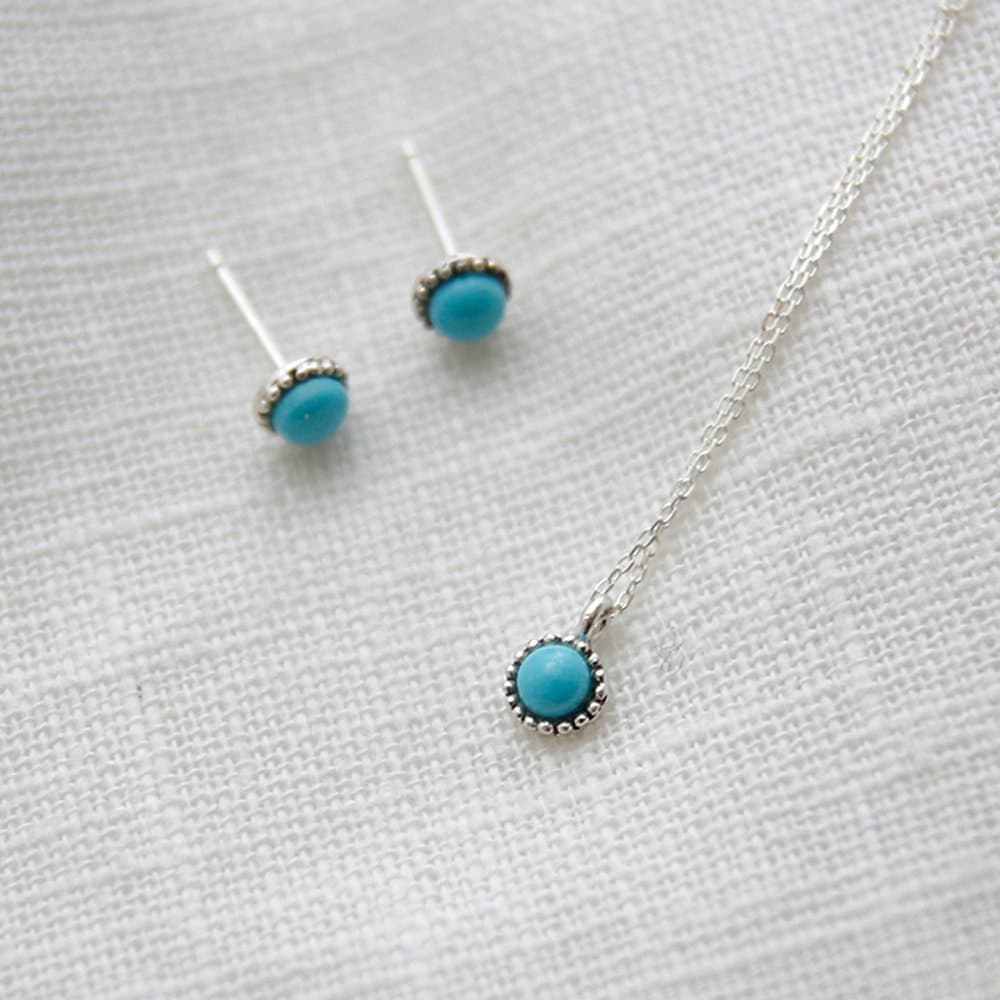 J.Lauren N0842 December Birthstone Turquoise Silver Necklace