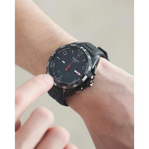 Tissot Men's T-Touch Connect Solar Watch, Black Dial, Rubber Strap, T1214204705103, Officially Imported