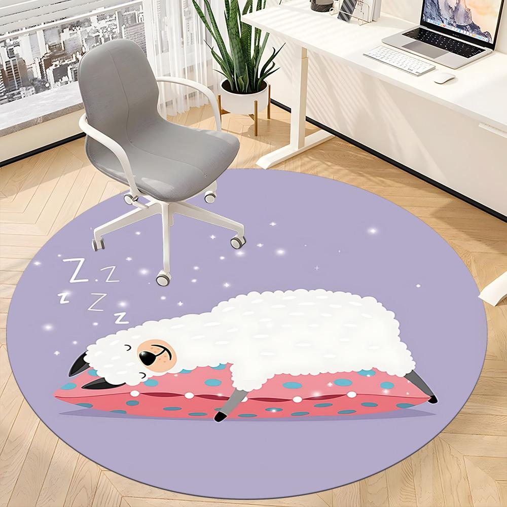 1pc Sleepy Sheep Chair Carpet for Office, Indoor Non Slip Washable Polyester Fiber Carpet,