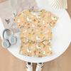 Kids Casual Short Sleeve Top and Shorts Set Lightweight Soft Fabric Animal Print Summer Outfit for Toddlers and Children