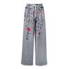 Women Summer Boho Palazzo Pants High Waist Wide Leg Floral Printing Casual Trousers With Pockets
