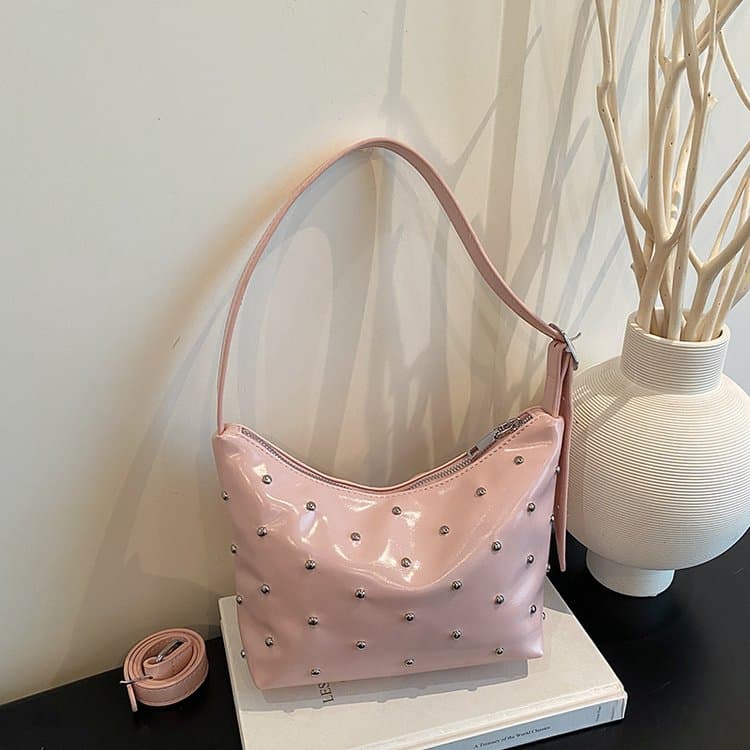 Patent Leather Rivet Underarm Bag One Shoulder Crossbody Women's Bag
