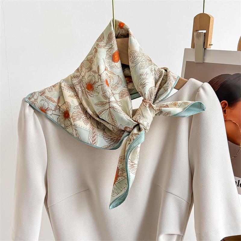 

Дизайн квадратного шарфа класса люкс, двухсторонний платок-шаль, 70 см, принт, твиловый шелк, женский хиджаб, женский фуляр, повязка на голову, бандана 70x70cm