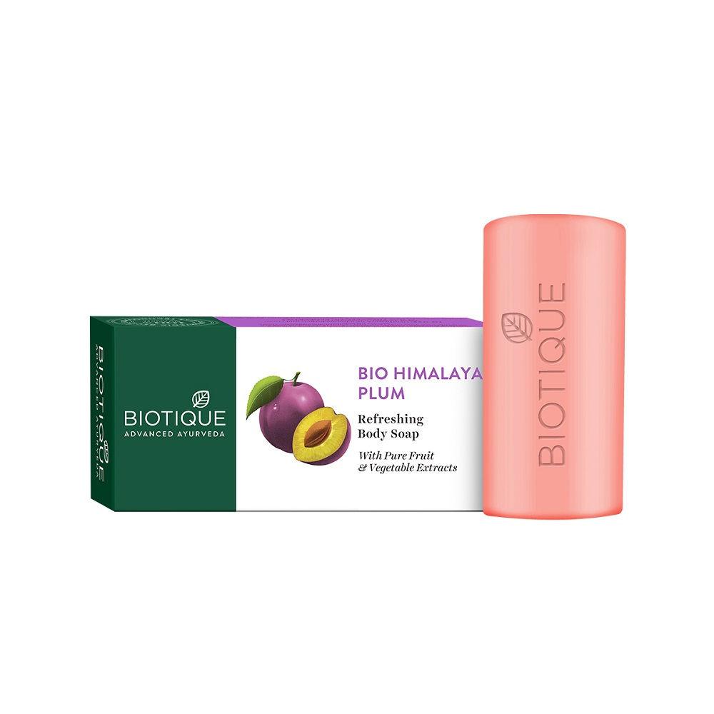 Biotique Himalayan Plum Bathing Bar 150g | Refreshing Natural Soap | pH Balanced Skin Cleanser For Soft Glow