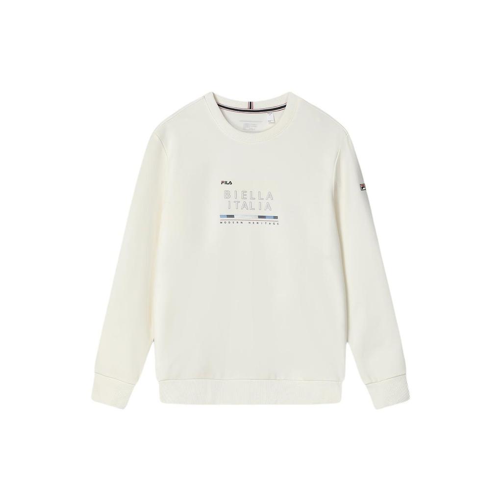 Fila Letter Print Casual Crew Neck Knit Pullover Sweatshirt Men Sweatshirt Steam-White F11M411211F-IV
