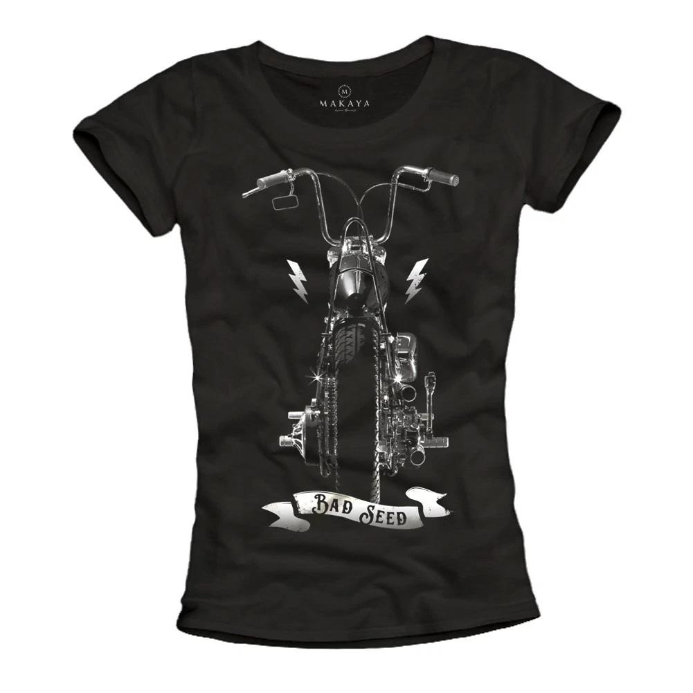 Motorcycle T Shirt Womens Biker Chopper Anarchy Rocker Rockabilly Top Tops- 4XL