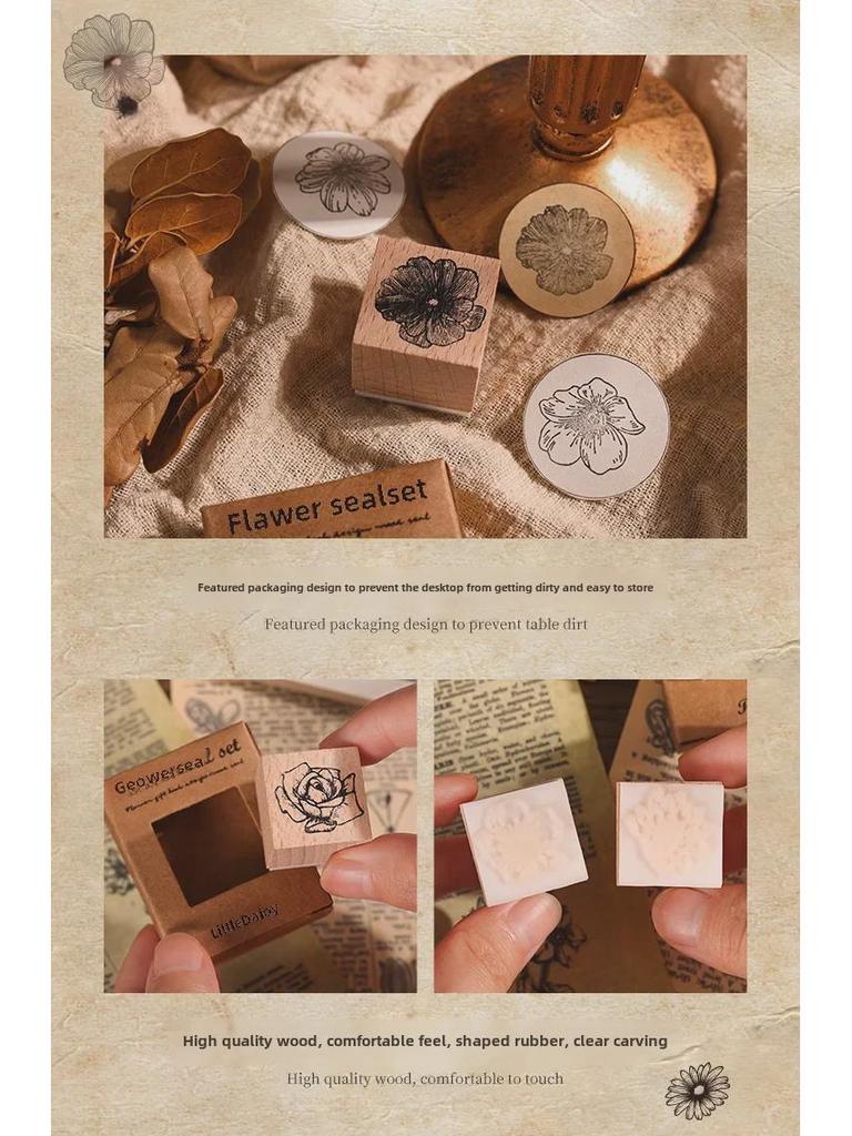 Yuezhen Miere de Flori Transfrontalieră Manual din Lemn & Set Sigilii Retro pentru Copii