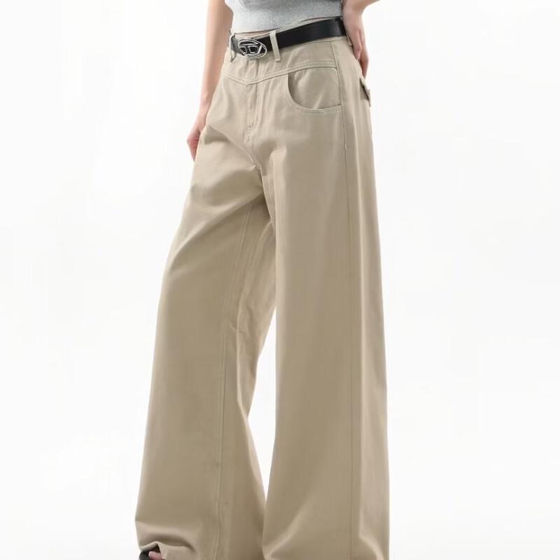 ICH MODE High-Waist Straight Leg Cotton Casual Pants S абрикосовый