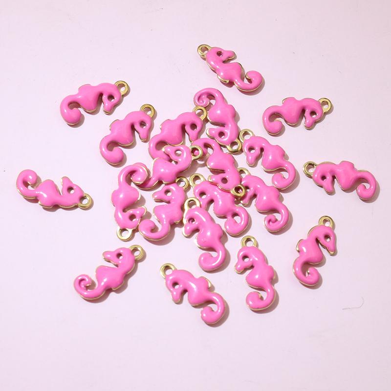 20pcs 12x6mm Stainless Steel Seahorse Hippocampus Enamel Charms Pendant Stainless Steel DIY Jewelry Making Accessories Findings