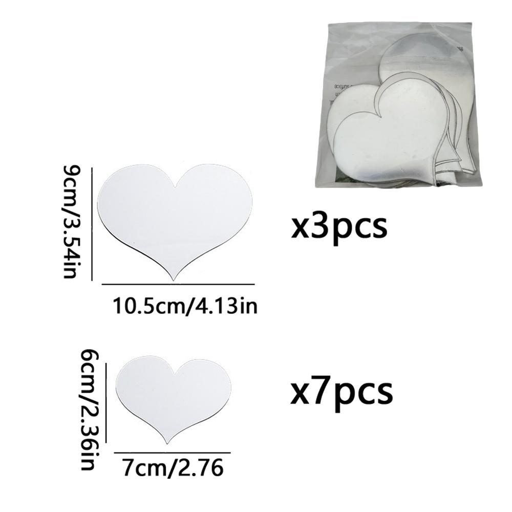 10pcs Love Hearts Mirror Wall Sticker Durable DIY Simple Wall Stickers Decal Removable Paster for Living Room Art Home Decor