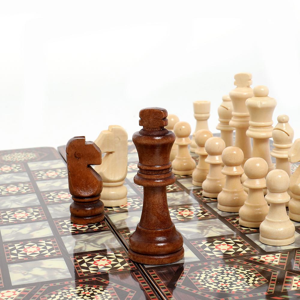 Luxury Knight Checkers Chess Backgammon Foldable Intellectual Entertainment Game 40X40Cm Portable 3-In-1 Board Multiple Modes