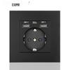 Black 16A German Standard Socket Panel with Double USB + Type C, Concealed European Installation