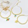 Pulseira de Corrente de Contas de Cobre Banhado a Ouro com Abelhas Esmaltadas, Água-Viva, Peixe Koi para Mulheres Meninas Festa de Feriado Moda Zircônia Presente