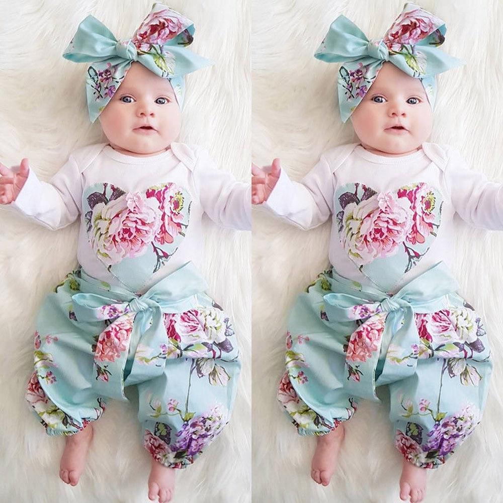 Buy Newborn Baby Girls Floral Hearts Jumpsuit and Trousers with