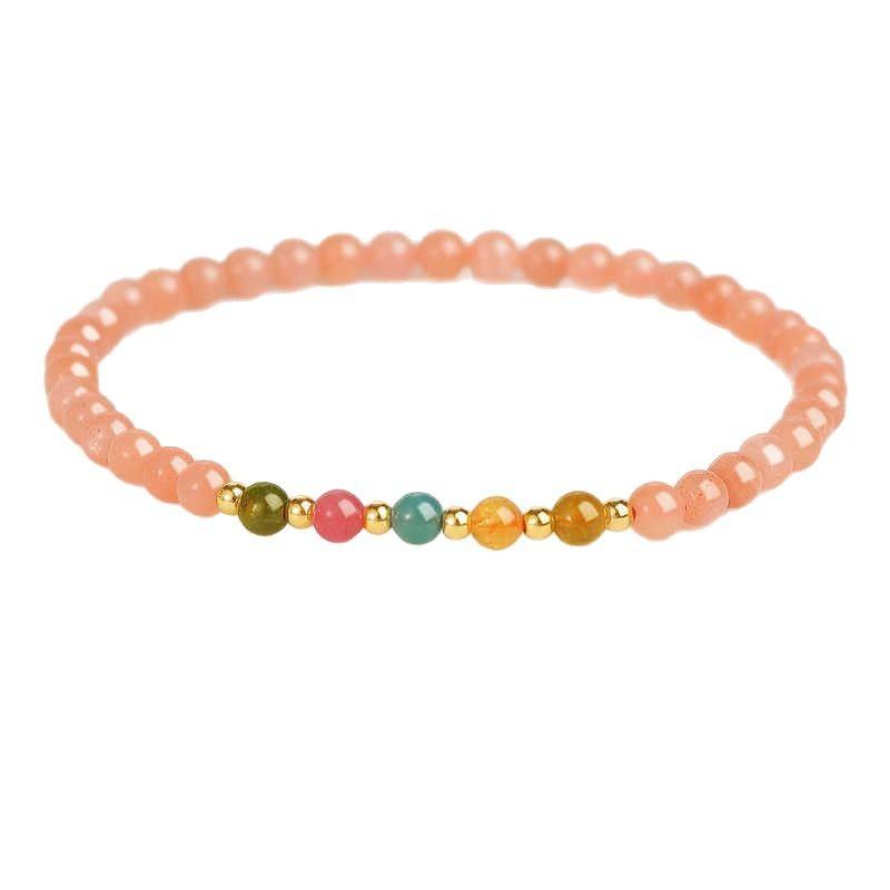 Authentic Natural Crystal Sunstone Bracelet for Women, Unique Small Tourmaline Bracelet Gift Yes