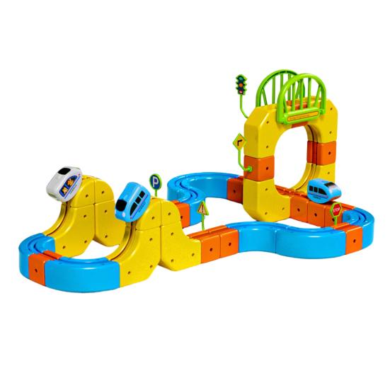 1 Set Çocuk Elektrikli Raylı Tren Oyuncak DIY Tren Yapı Bloğu Ray Yapım Kiti Küçük Çocuklar Erkek Kızlar Elektrikli Tren Ray Montaj Oyuncak