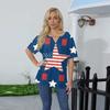 Women's T Shirt Tee Print Button Short Sleeve Daily Weekend Fashion Basic V- Neck Regular Top