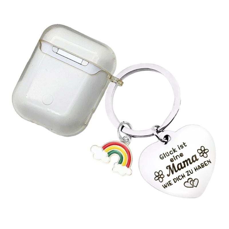 Stylish Stainless Steel Keychain Stylish Heart and Flower Pendant Keyring Accessory Meaningful Gift for Mother's Day