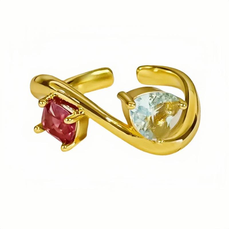 Mittelalterlicher Vintage Hepburn Wind Farbe Schatz Schmetterling Super Flash Zirkon Persönlichkeit Öffnungsring Damenmode Schmuck