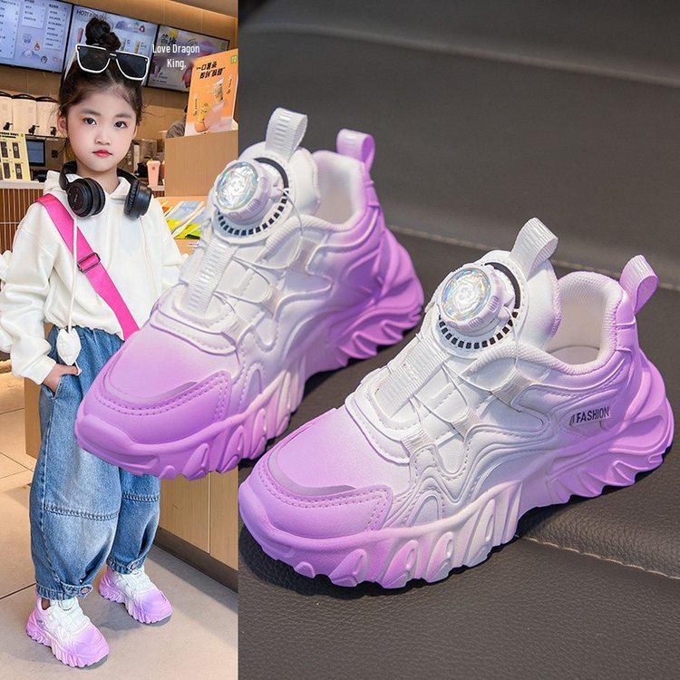 

Водонепроницаемые кожаные кроссовки для девочек с вращающейся кнопкой - Коллекция Весна/Осень 2023 28 фиолетовый